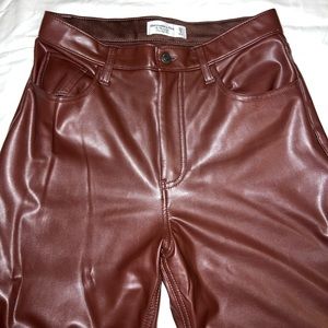 abercrombie • brown faux leather pants